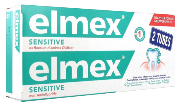 ELMEX SENSITIVE PÂTE DENTIFRICE dentifrice à triple action efficace pour les dents sensibles et à base de fluorure d'amines Olafluor.